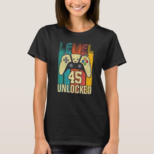 Level 45 Unlocks Videospiel 45 Geburtstag T-Shirt (Vorderseite)