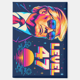 Level 47 Neon-Arcade-Sonnenuntergangs-Shades-Quadr Magnet