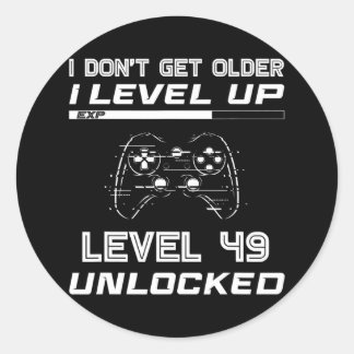 Level 49 freigeschaltet Gamer 49. Geburtstagsdekor Runder Aufkleber