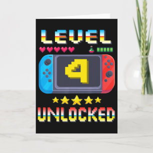 Level 4 freigeschaltet 4. Geburtstags-Shirt Videos Karte