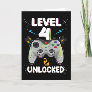Level 4 freigeschaltet Videospiel 4. Geburtstag Ga Karte