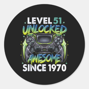 Level 51 freigeschaltet Großartig seit 1970 51. Ge Runder Aufkleber
