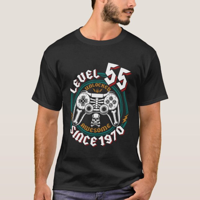 Level 55 Unlocked Awesome Since 1970, Gamer 55th B T-Shirt (Vorderseite)