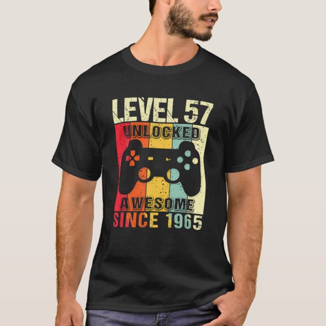 Level 57 Unlocked 57Th Birthday Gamer Awesome Sinc T-Shirt (Vorderseite)