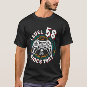 Level 58 freigeschaltet Großartig seit 1967, Gamer T-Shirt