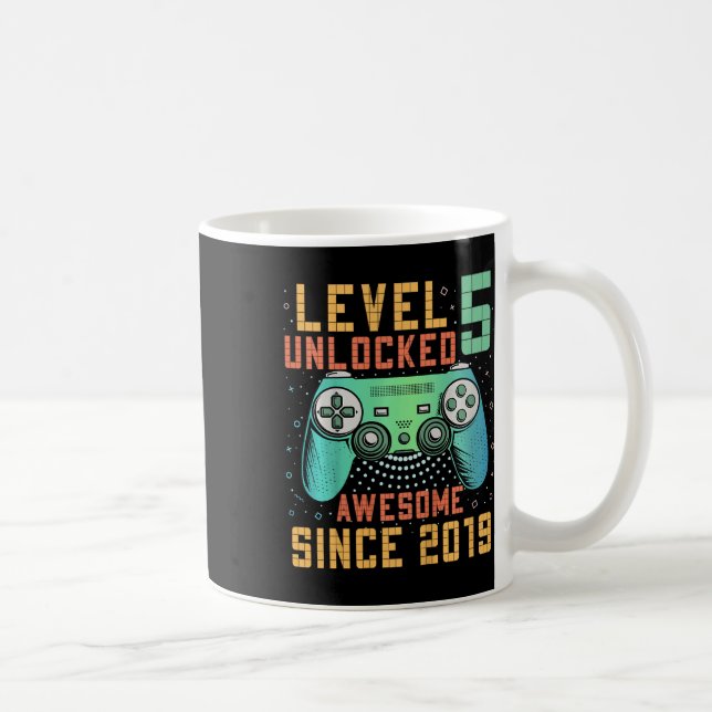 Level 5 freigeschaltet 5. Geburtstag Geschenke für Kaffeetasse (Rechts)