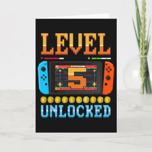 Level 5 freigeschaltet 5. Geburtstag Shirt Videosp Karte
