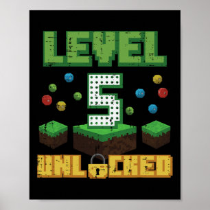 Level 5 freigeschaltet Pixel Gamer 5. Geburtstag G Poster