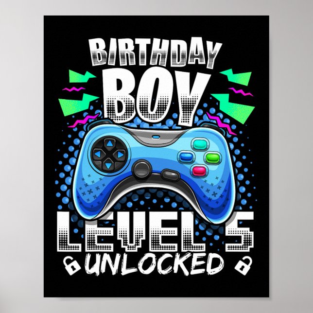 Level 5 freigeschaltet Videospiel 5. Geburtstag Ga Poster (Vorne)