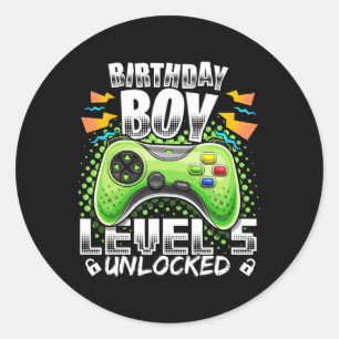 Level 5 freigeschaltet Videospiel 5. Geburtstag Ga Runder Aufkleber