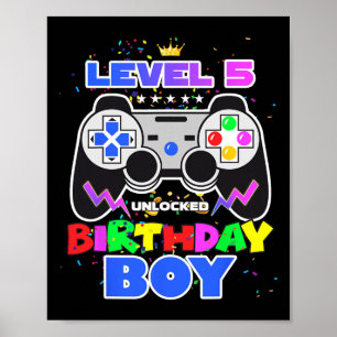 Level 5 freigeschaltet Videospiel Geburtstag Junge Poster