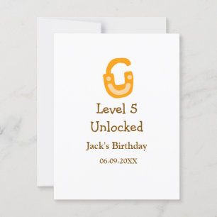 Level 5 freigeschlossener orange-brauner Geburtsta Postkarte