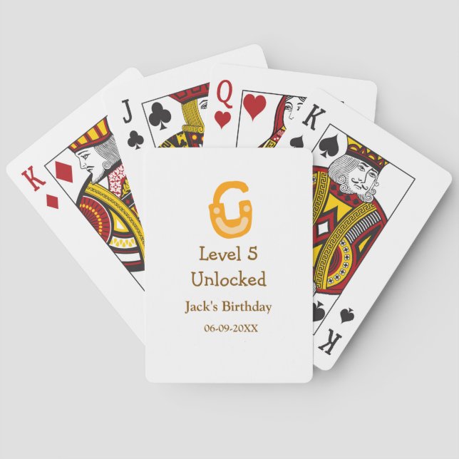 Level 5 freigeschlossener orange-brauner Geburtsta Spielkarten (Rückseite)