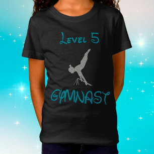Level 5 Gymnastik Extravagant Schriftart Glitzer T T-Shirt