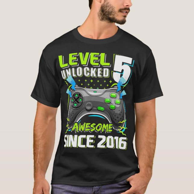 Level 5 Unlock Phantastisch 2016 Videospiel 5. Geb T-Shirt (Vorderseite)