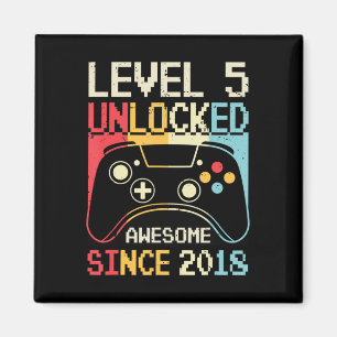 Level 5 Unlock Video Game 5. Geburtstag Gamer Boy Magnet
