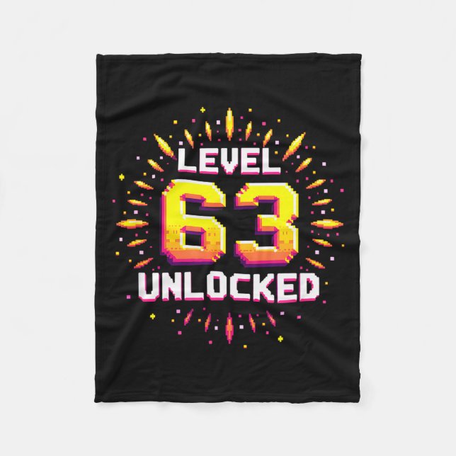 Level 63 Unlocked Birthday Gift Gamer Milestone  Fleecedecke (Vorderseite)