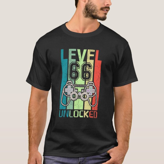 Level 66 Unlocks Videospiel 66. Geburtstag T-Shirt (Vorderseite)