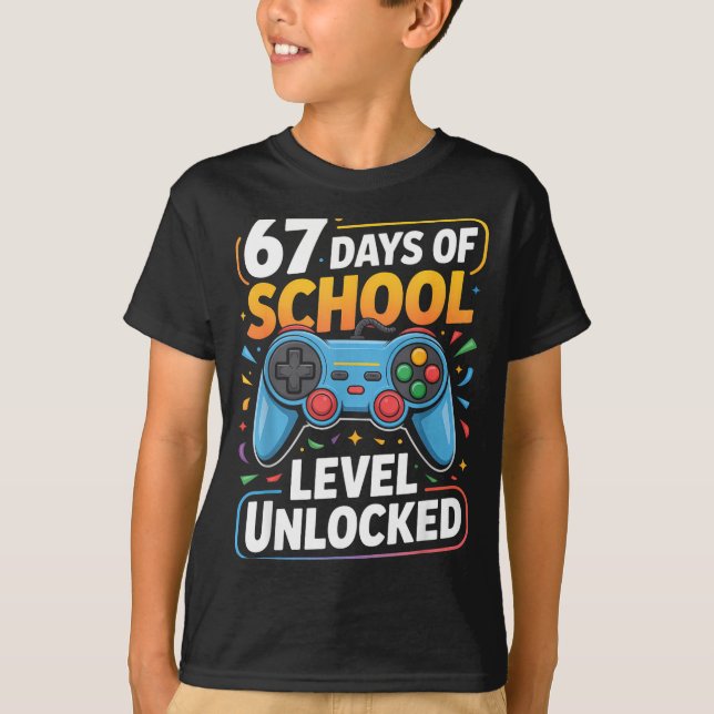Level 67 Days Of School Unlocked Boys 67th Day Of  T-Shirt (Vorderseite)
