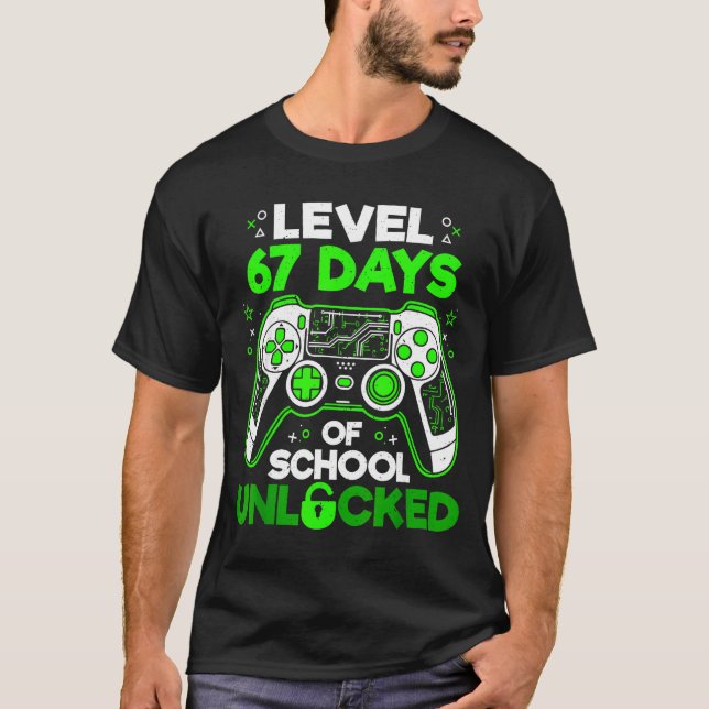 Level 67 Days Of School Unlocked Boys 67th Day Of  T-Shirt (Vorderseite)