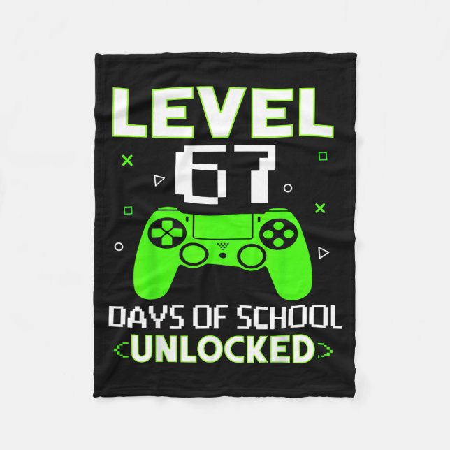 Level 67 Days Of School Unlocked Funny Gamer Kids  Fleecedecke (Vorderseite)