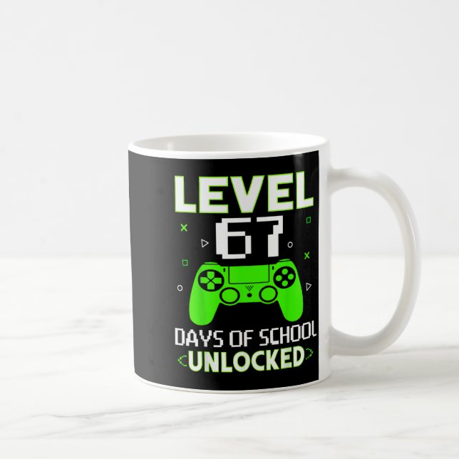 Level 67 Days Of School Unlocked Funny Gamer Kids  Kaffeetasse (Rechts)