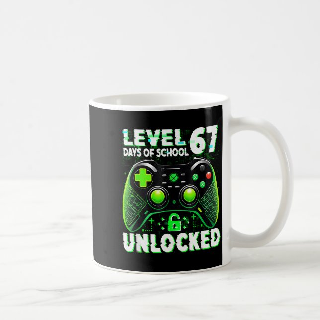 Level 67 Days Of School Unlocked Gamer Video Funny Kaffeetasse (Rechts)