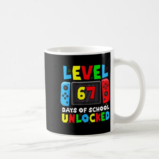 Level 67 Days Of School Unlocked Gamer Video Funny Kaffeetasse (Rechts)