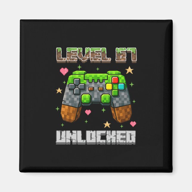 Level 67 freigeschaltete Gaming-Schule-Meme Sechs  Magnet (Vorne)