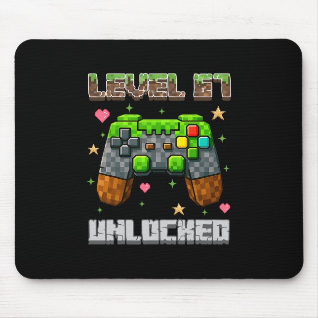 Level 67 freigeschaltete Gaming-Schule-Meme Six Se Mousepad (Vorne)