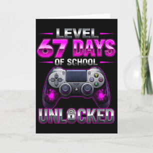 Level 67. Schultage freigeschaltet Gamer Videospie Karte
