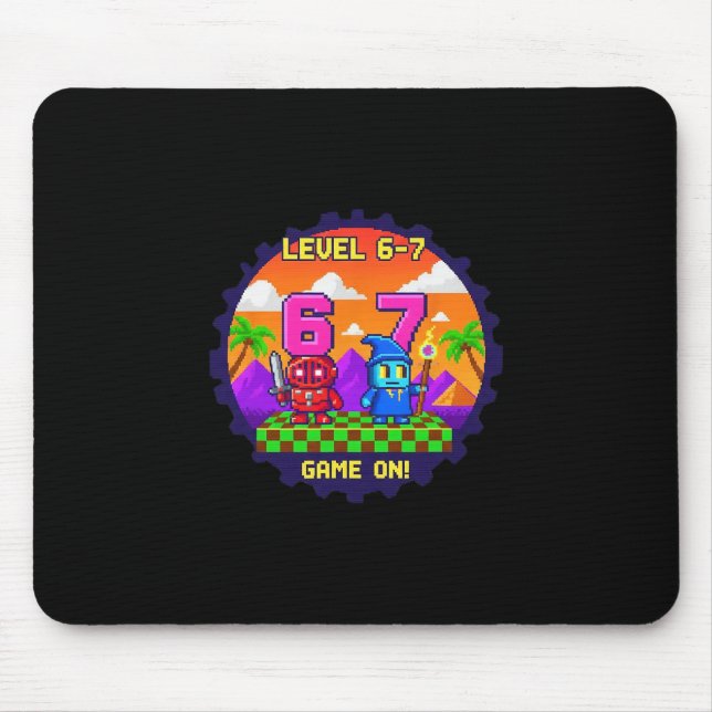 Level 6 7 Gaming Pixel Art Six Seven Gamers  Mousepad (Vorne)