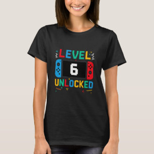 Level 6 freigeschaltetes Geburtstagsvideo Gamer 6. T-Shirt
