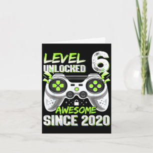 Level 6 freigeschaltetes Videospiel 6. Geburtstag Karte