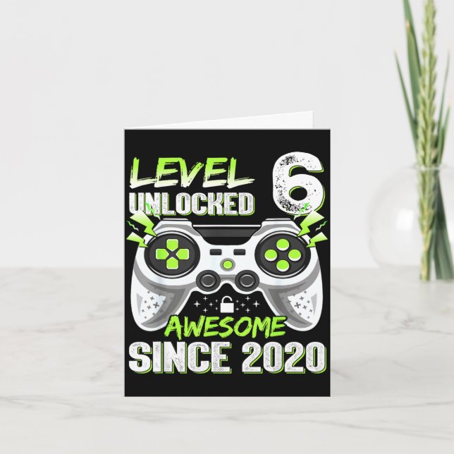 Level 6 freigeschaltetes Videospiel 6. Geburtstag  Karte (Vorderseite)