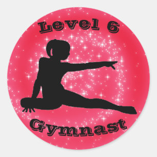 Level 6 Gymnast - (Level # kann geändert werden) Runder Aufkleber