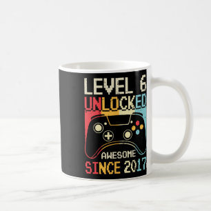 Level 6 Unlock Video Game 6. Geburtstag Gamer Boy Kaffeetasse