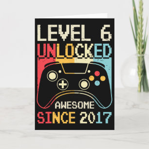 Level 6 Unlock Video Game 6. Geburtstag Gamer Boy Karte