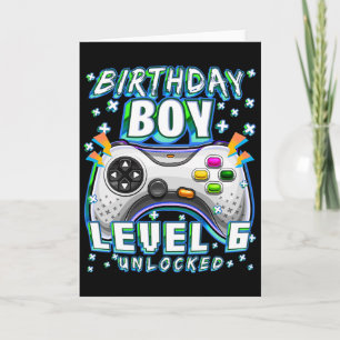 Level 6 Unlock Video Game 6. Geburtstag Gamer Boy Karte