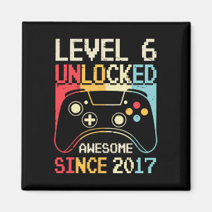 Level 6 Unlock Video Game 6. Geburtstag Gamer Boy Magnet