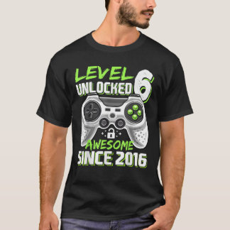 Level 6 Unlocked Awesome 2016 Video Game 6th Birth T-Shirt