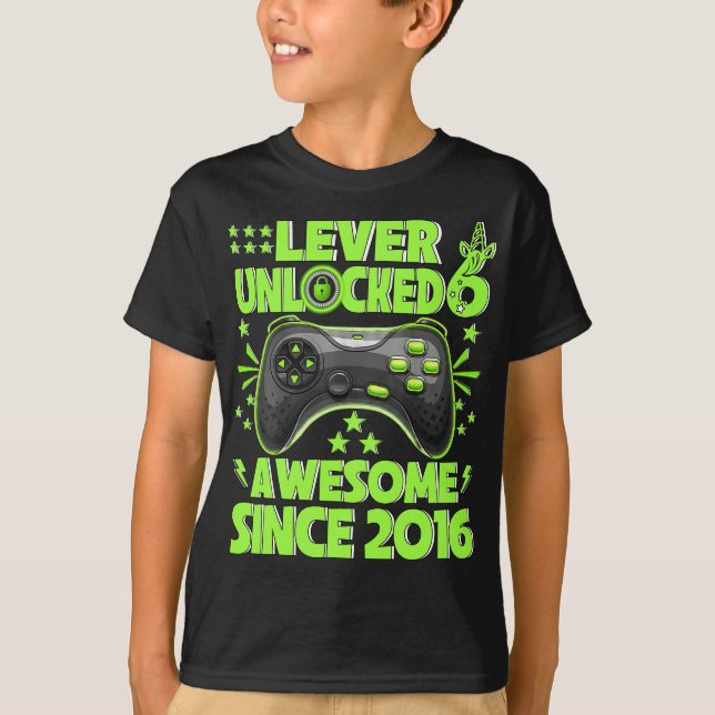 Level 6 Unlocked Awesome 2016 Video Game 6th Birth T-Shirt (Vorderseite)