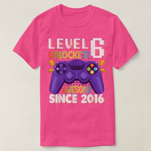 Level 6 Unlocked Awesome 2016 Video Game 6th Birth T-Shirt (Design vorne)