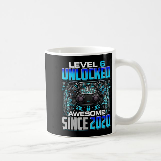 Level 6 Unlocked Awesome Since 2020 6th Birthday G Kaffeetasse (Rechts)