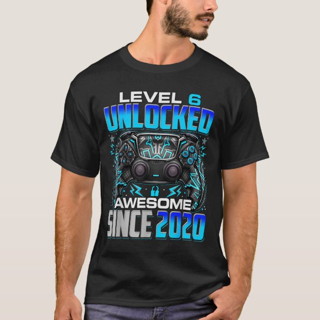 Level 6 Unlocked Awesome Since 2020 6th Birthday G T-Shirt (Vorderseite)