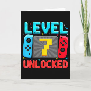 Level 7 freigeschaltet 7. Geburtstag Junge Gamer 7 Karte