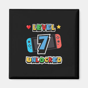 Level 7 freigeschaltet 7. Geburtstag Kinder Videos Magnet