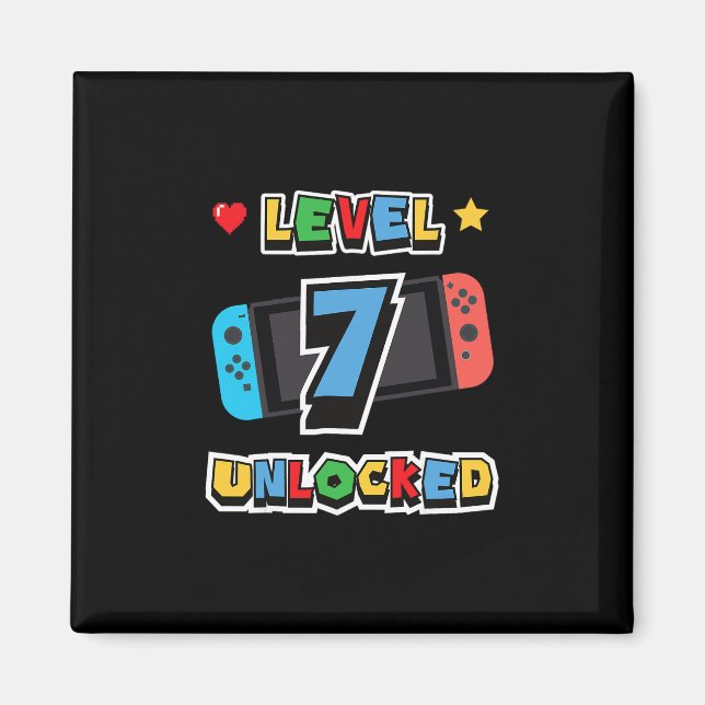 Level 7 freigeschaltet 7. Geburtstag Kinder Videos Magnet (Vorne)