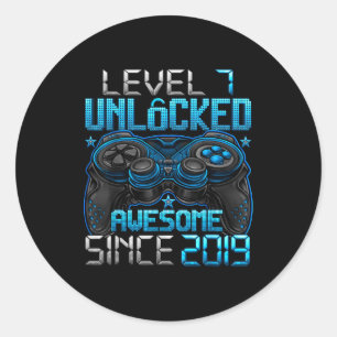 Level 7 freigeschaltet 7 Jahre alt für Jungen 7. G Runder Aufkleber