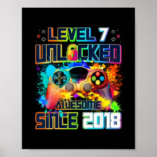 Level 7 freigeschaltet 7-jähriger Videospieler 7.  Poster
